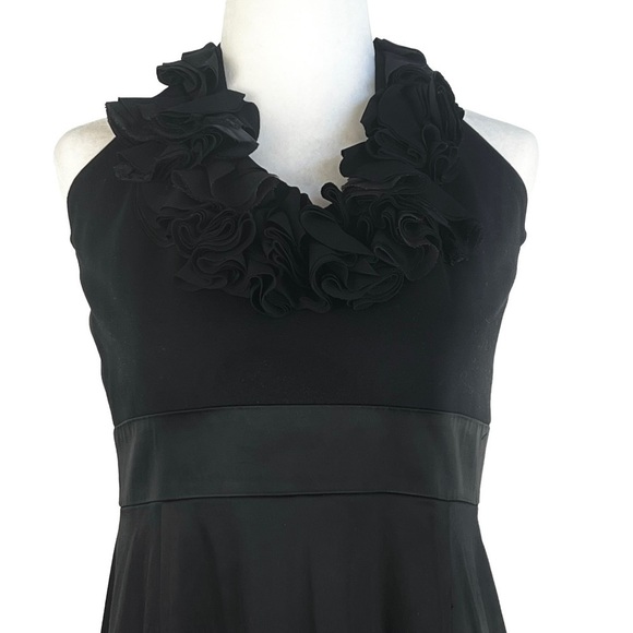 TAYLOR SILKY BLACK RUFFLE TIE TOP MIDI DRESS - Picture 6 of 14